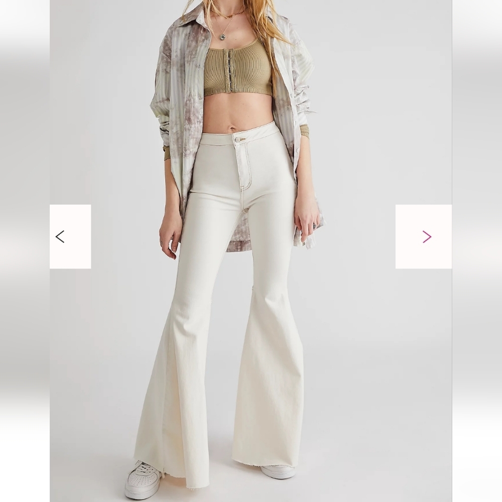 Free People We The Free Float On Flare Jean In Heavenly White
